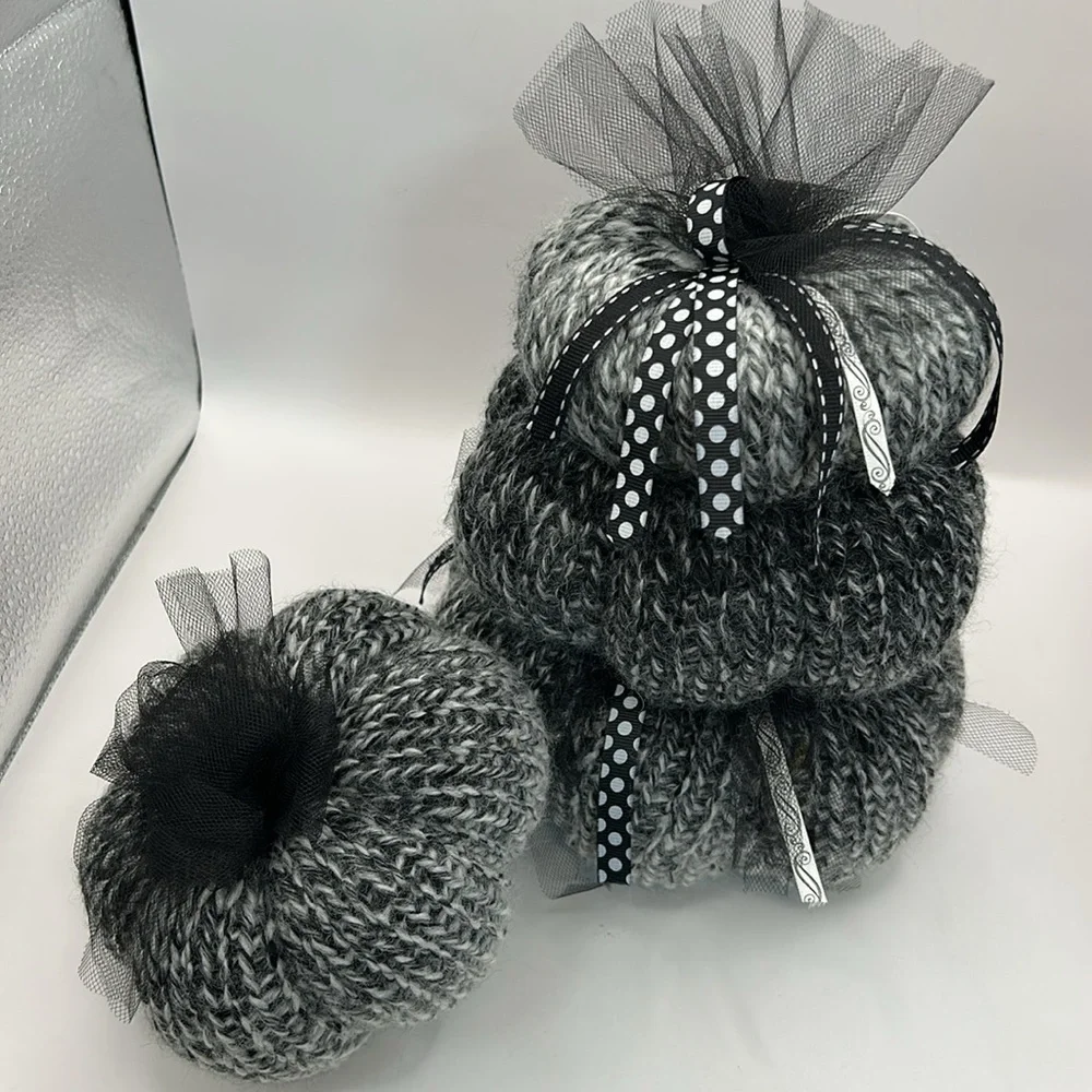 Charming Black and Gray pumpkin stack set